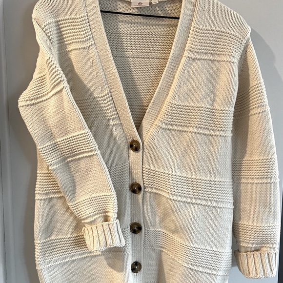 AG Jeans Adriano Goldschmied Women's Button Cardigan Sweater, Cream, Small - Picture 1 of 7